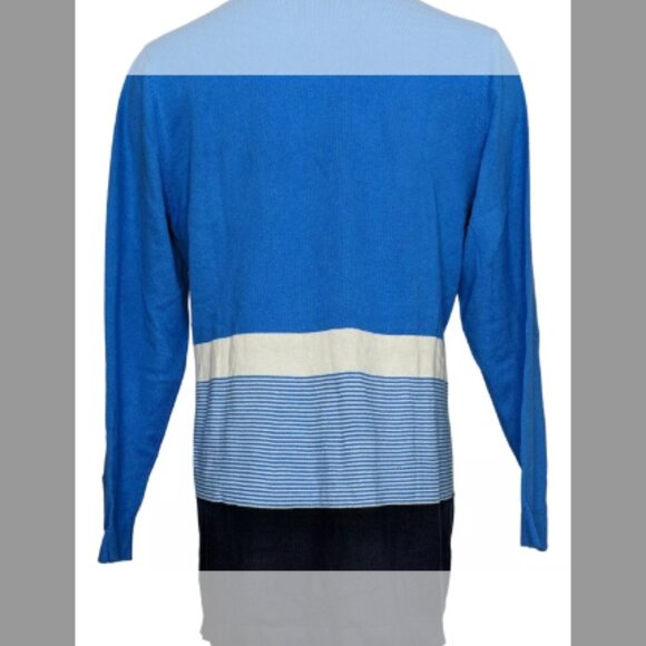 Denim & Co. Women's 2XP Cardigan Stripe Long Sleeve Petite Plus 2X Bright Blue - Picture 2 of 4